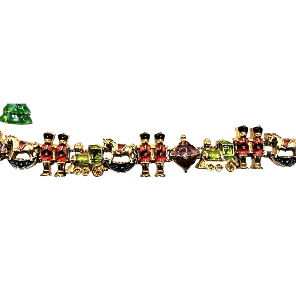 Christmas Bracelet Lot of 4 Slide Charm Avon Vintage to Now Costume Jewelry - Picture 6 of 14